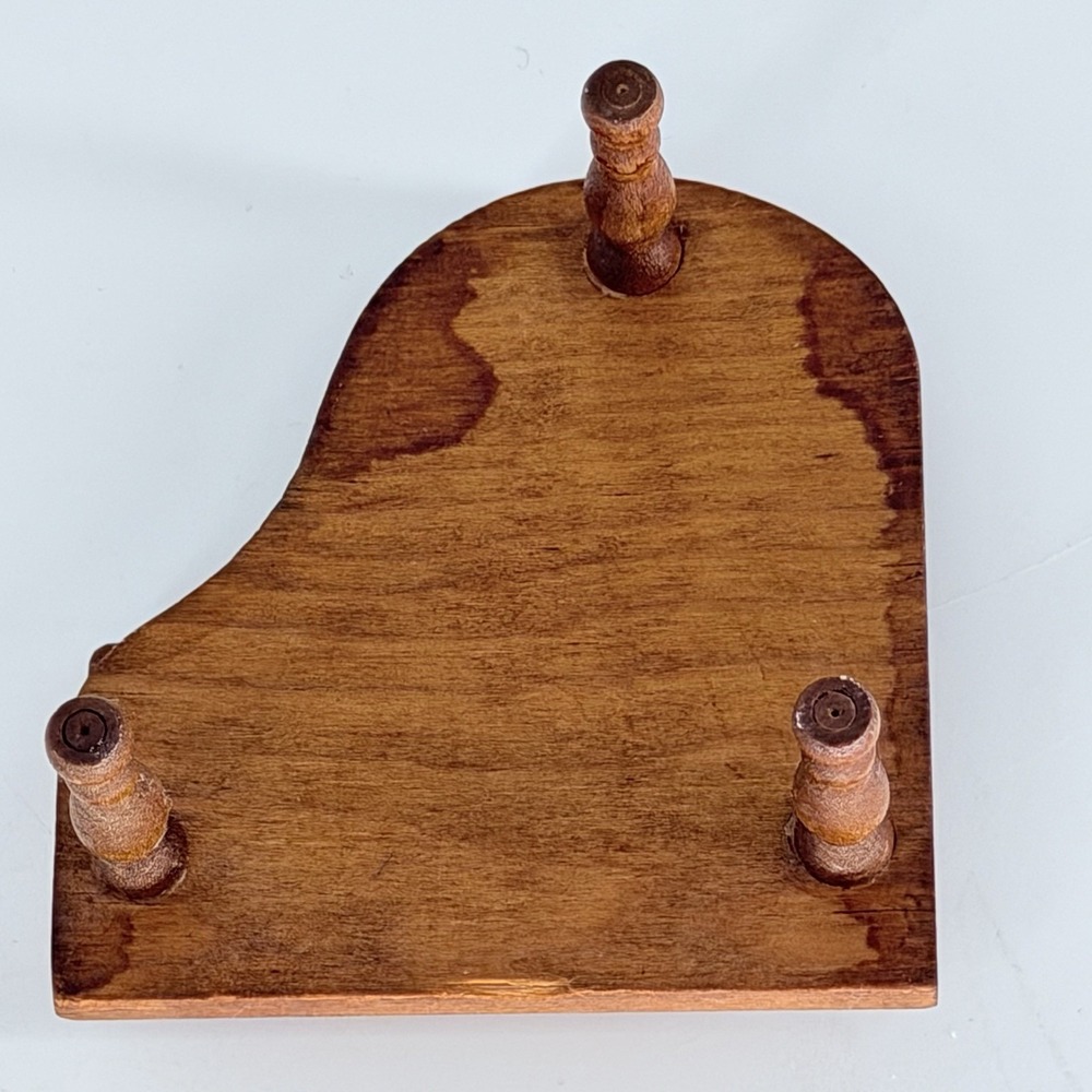 Vintage Wooden Dollhouse Baby Grand Piano & Bench Miniature Furniture Set - Picture 8 of 16